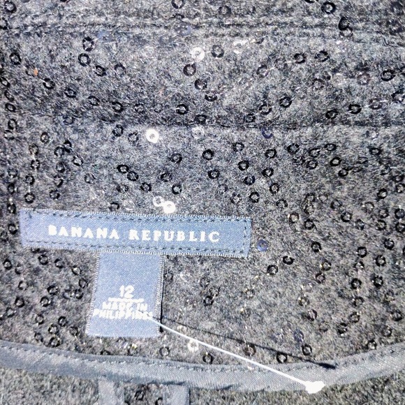 NEW Banana Republic Wool-Blend Blazer SIZE 12 BLACK Holiday Sparkle, VINTAGE - Picture 4 of 6